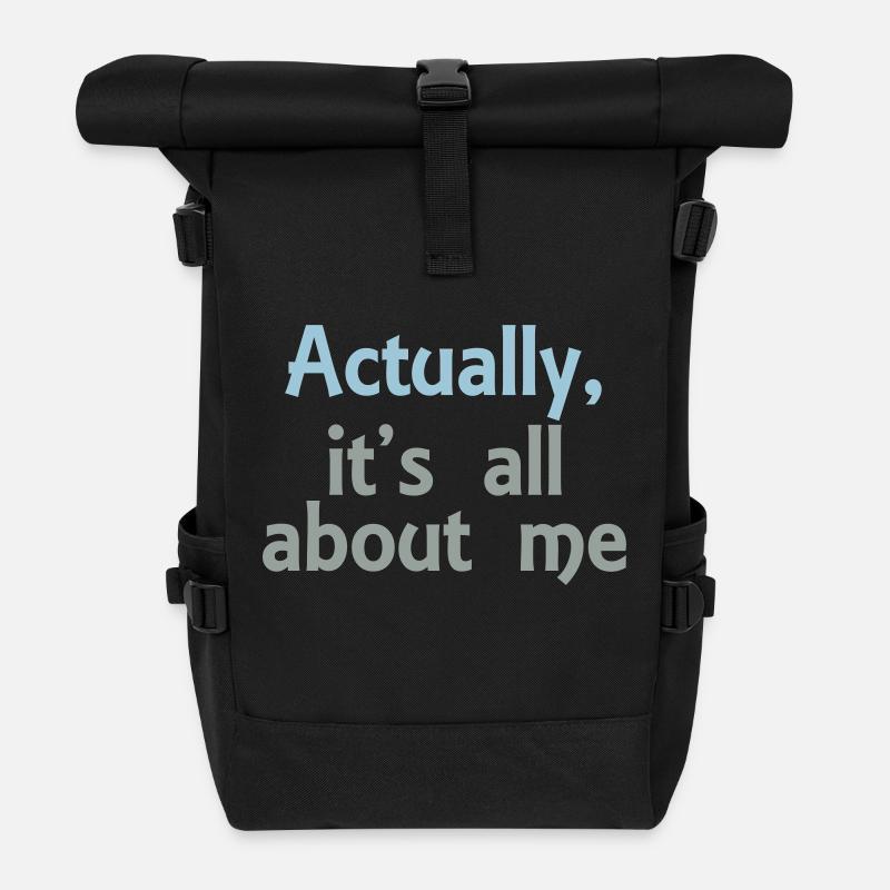 its all about me - Roll Top Backpack - black