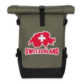 Switzerland Logo - Roll Top Backpack - olive/black - Front