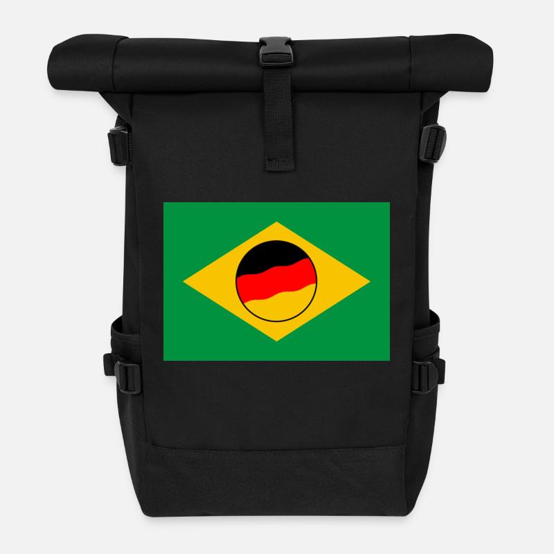 Deutschland Brasilien - Rolltop Rucksack - Schwarz