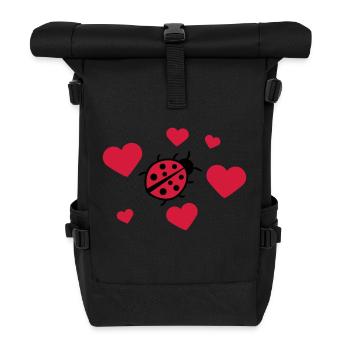 Kleiner niedlicher süßer Marienkäfer - Rolltop Rucksack - Schwarz - Vorne