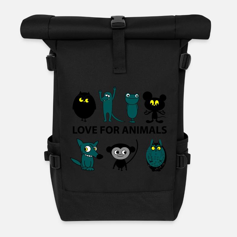 Liebe für Tiere - Rolltop Rucksack - Schwarz