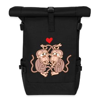 Monkeys Eating Lice and Falling in Love - Roll Top Backpack - black - Front
