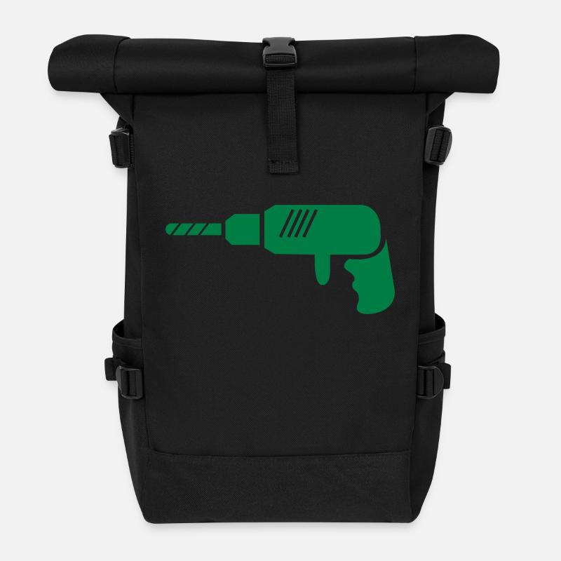 bohrmaschine_001 - Rolltop Rucksack - Schwarz