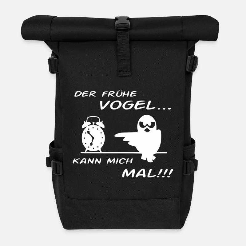 Der Frühe Vogel kann mich mal !!! - Rolltop Rucksack - Schwarz