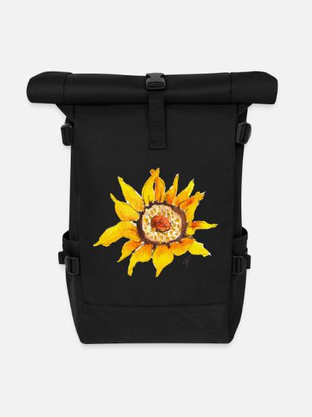 Sonnenblume Blüte - Rolltop Rucksack - Schwarz