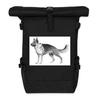 German shepherd sticker - Roll Top Backpack - black - Front