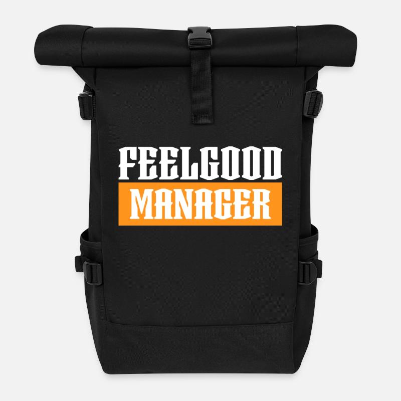 Agentur Feelgood manager orange tshirt schwarz - Rolltop Rucksack - Schwarz