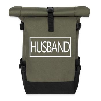 Husband Matching Engagement Wedding Honeymoon - Roll Top Backpack - olive/black - Front