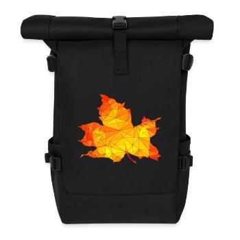 Polygonales Herbst Ahorn Baum Blatt Poly Kunst - Rolltop Rucksack - Schwarz - Vorne
