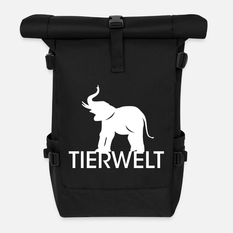 Tierwelt Elefant Symbol Logo Rüssel Tiere Icon - Rolltop Rucksack - Schwarz