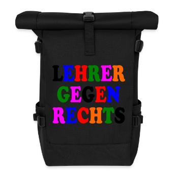 Lehrer gegen rechts - Rolltop Rucksack - Schwarz - Vorne