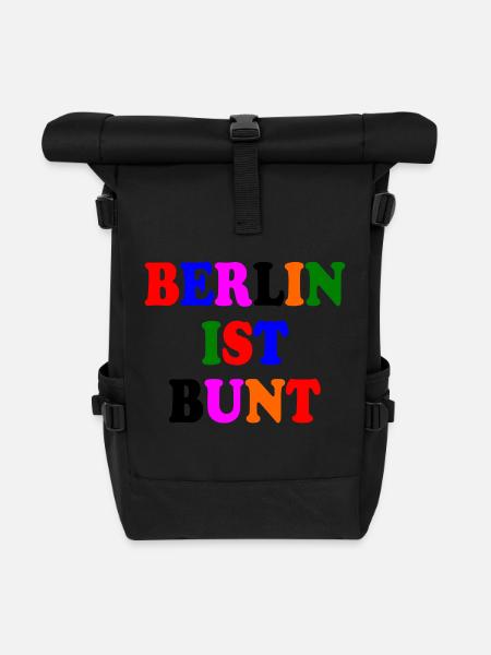 Berlin ist bunt - Rolltop Rucksack - Schwarz