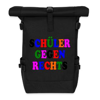 Schüler gegen rechts - Rolltop Rucksack - Schwarz - Vorne