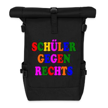 Schüler gegen rechts - Rolltop Rucksack - Schwarz - Vorne