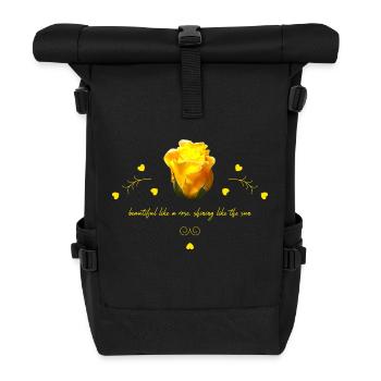 beautiful rose - Roll Top Backpack - black - Front