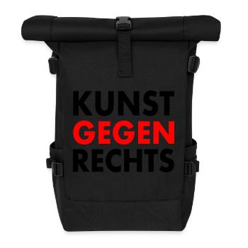 Kunst gegen rechts - Rolltop Rucksack - Schwarz - Vorne
