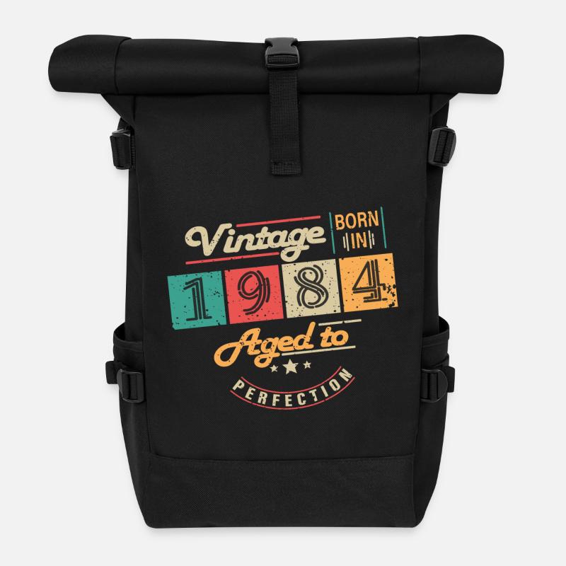 Original 1984 Vintage - 1984 Birthday Gift - Roll Top Backpack - black