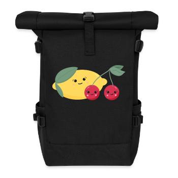 Lemon & Cherries - Roll Top Backpack - black - Front