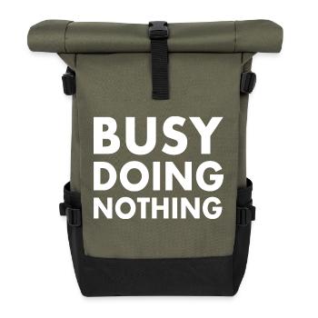 busy doing nothing - Roll Top Backpack - olive/black - Front