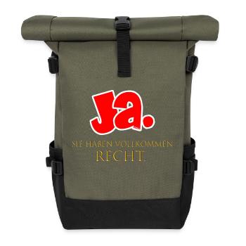 Ja, Sie haben vollkommen recht. - Rolltop Rucksack - Olive/Schwarz - Vorne