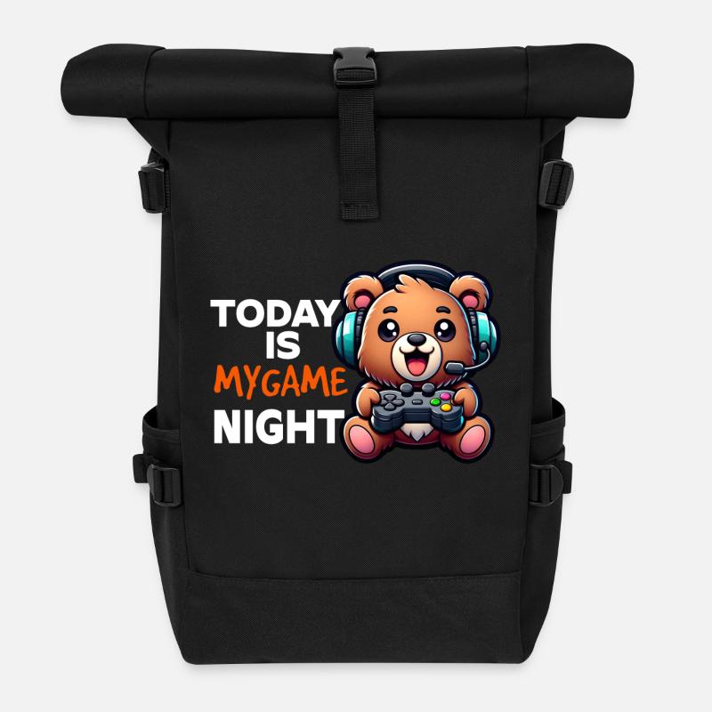 Heute ist mein Spieleabend - Rolltop Rucksack - Schwarz