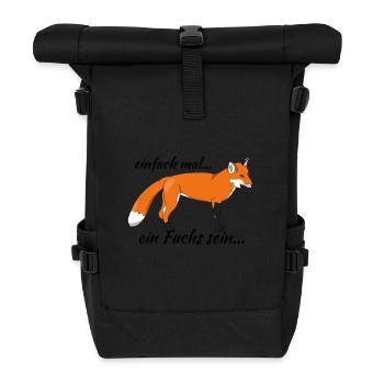 Fuchs "einfach mal ein Fuchs sein..." - Rolltop Rucksack - Schwarz - Vorne