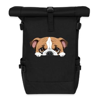 Bouledogue anglais Coup d’œil mignon Adorable Drôle Animal - Sac à dos roll top - noir - Devant