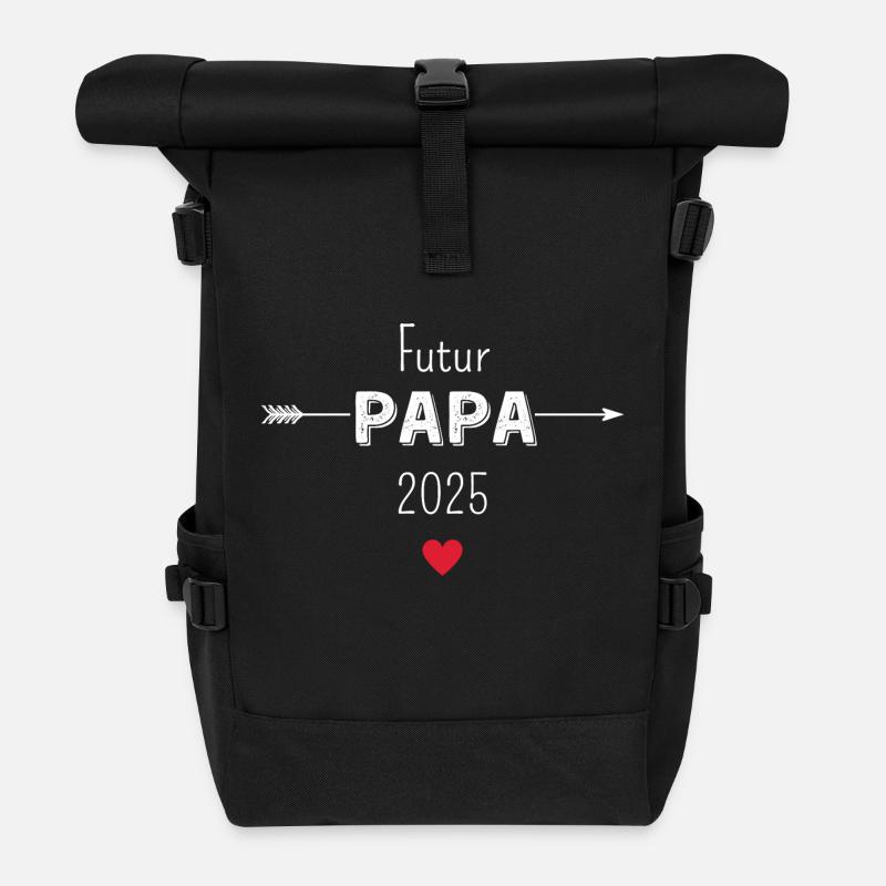 Werdender Papa 2025 - Rolltop Rucksack - Schwarz