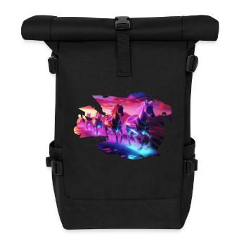 Elektrische Herde - Synthwave Horses - Rolltop Rucksack - Schwarz - Vorne