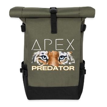 Roaring Apex Predator - Tiger Face Tee - Roll Top Backpack - olive/black - Front