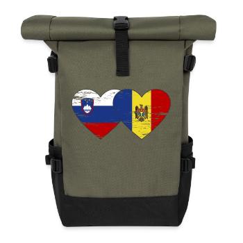 Slowenien Moldau Flagge Herz used - Rolltop Rucksack - Olive/Schwarz - Vorne