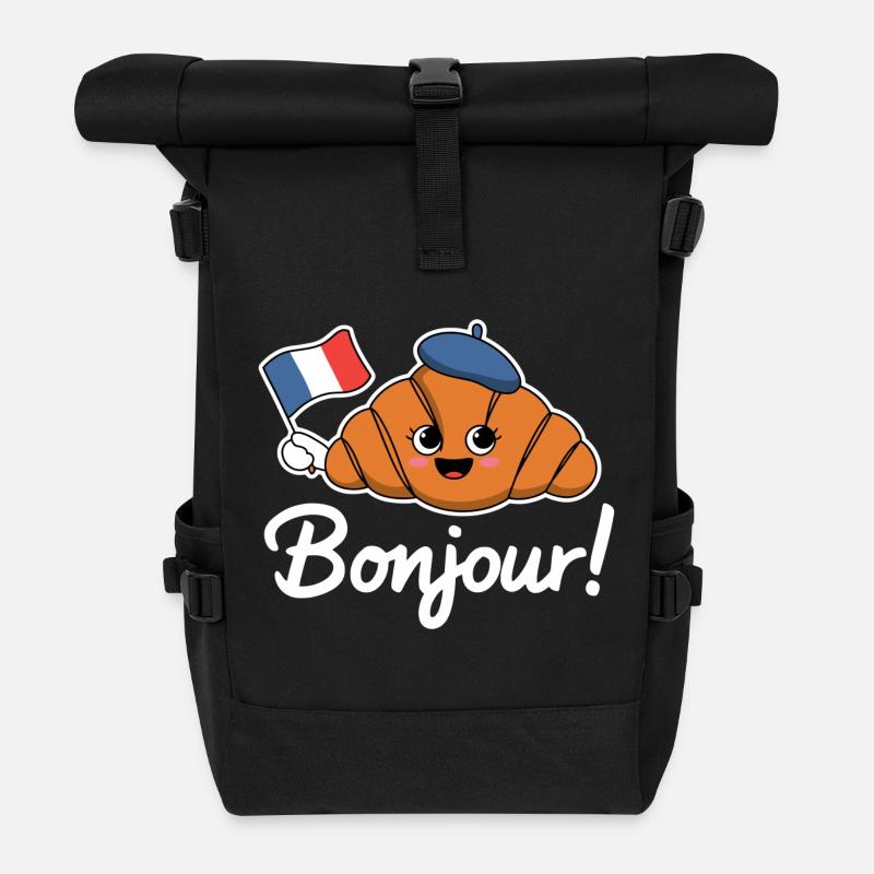 Bonjour Croissant - Rolltop Rucksack - Schwarz