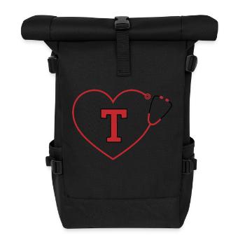 Lettre t stéthoscope - Sac à dos roll top - noir - Devant