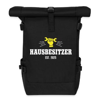 Hausbesitzer 2025 Homeowner Eigentümer Hausherr - Rolltop Rucksack - Schwarz - Vorne