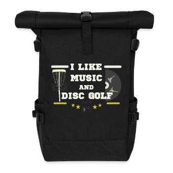Ich mag Musik und Disc Golf - Rolltop Rucksack - Schwarz - Vorne