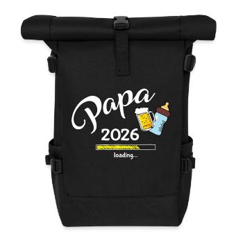 Papa 2026 Loading Gamer Werdender Papa - Rolltop Rucksack - Schwarz - Vorne