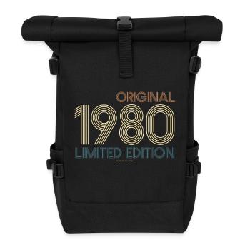 Vintage Limited Edition 1980 Geburtstag - Rolltop Rucksack - Schwarz - Vorne