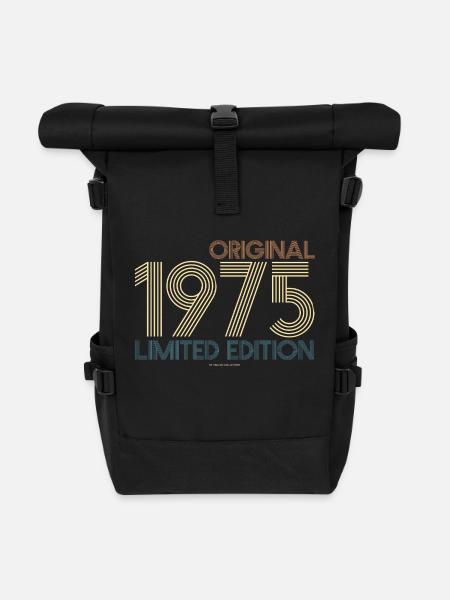 Vintage Limited Edition 1975 50. Geburtstag - Rolltop Rucksack - Schwarz