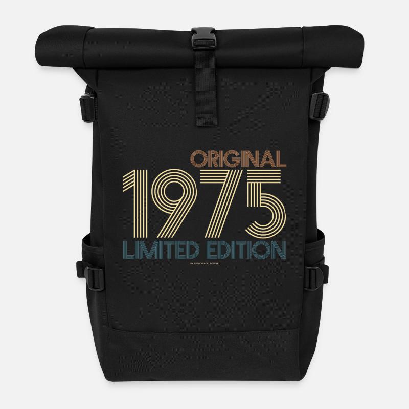Vintage Limited Edition 1975 50. Geburtstag - Rolltop Rucksack - Schwarz