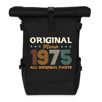 50th Birthday Gift Husband Original March 1975 - Roll Top Backpack - black - Front
