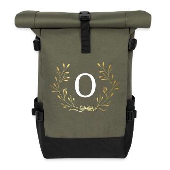 Lettre o couronne Floral doré - Sac à dos roll top - olive/noir - Devant