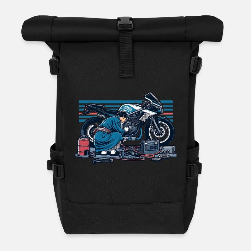 武士 メカニック Samurai Mechaniker - Rolltop Rucksack - Schwarz