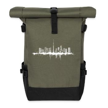 Tokio Skyline Japan Tokyo - Rolltop Rucksack - Olive/Schwarz - Vorne