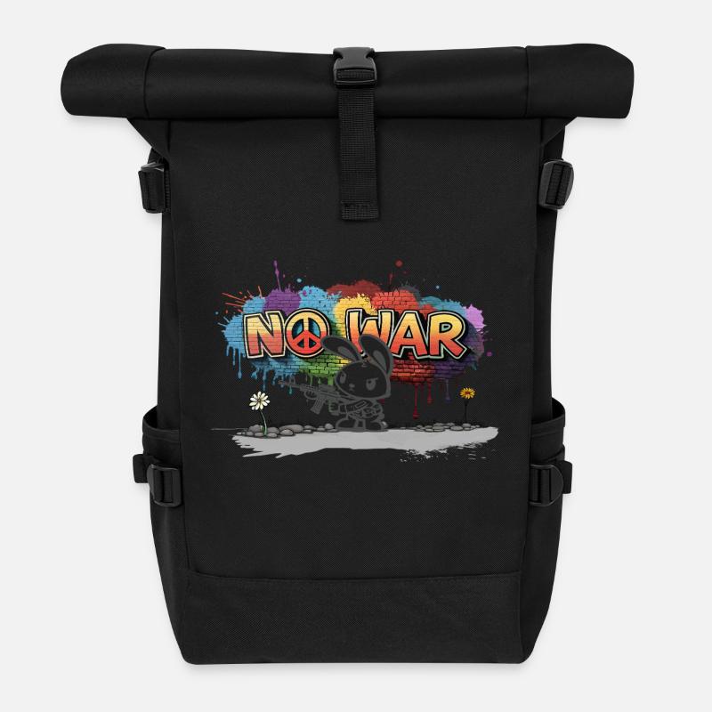 Pas de guerre - Sac à dos roll top - noir