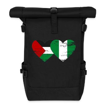 Palestine Nigeria flag used - Roll Top Backpack - black - Front