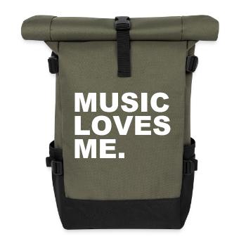 Music Loves Me - Musik liebt mich - Rolltop Rucksack - Olive/Schwarz - Vorne