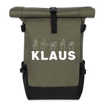 Gebärdensprache Klaus - Rolltop Rucksack - Olive/Schwarz - Vorne