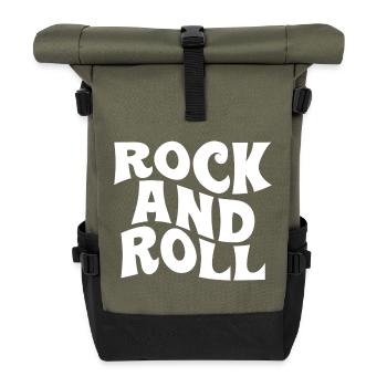 Conception typographique rock and roll audacieuse - Sac à dos roll top - olive/noir - Devant