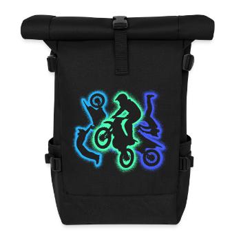 Dirt Biker Dirtbike Silhouetten Herren Motocross - Rolltop Rucksack - Schwarz - Vorne