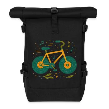 Melodisches Vintage-Fahrrad-Gekritzel - Rolltop Rucksack - Schwarz - Vorne